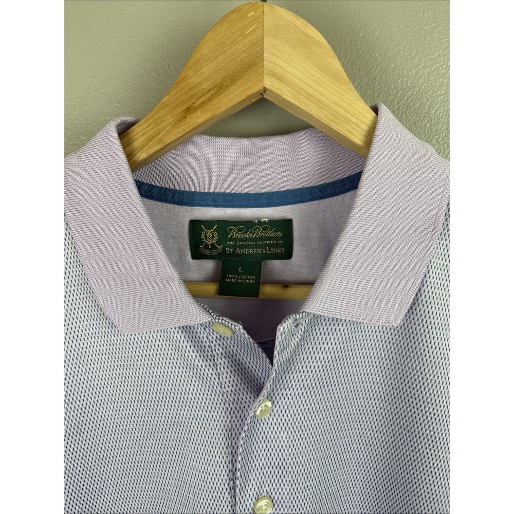 Brooks Brothers St. Andrew's Links Polo Shirt Size Large Lavender Preppy Golf